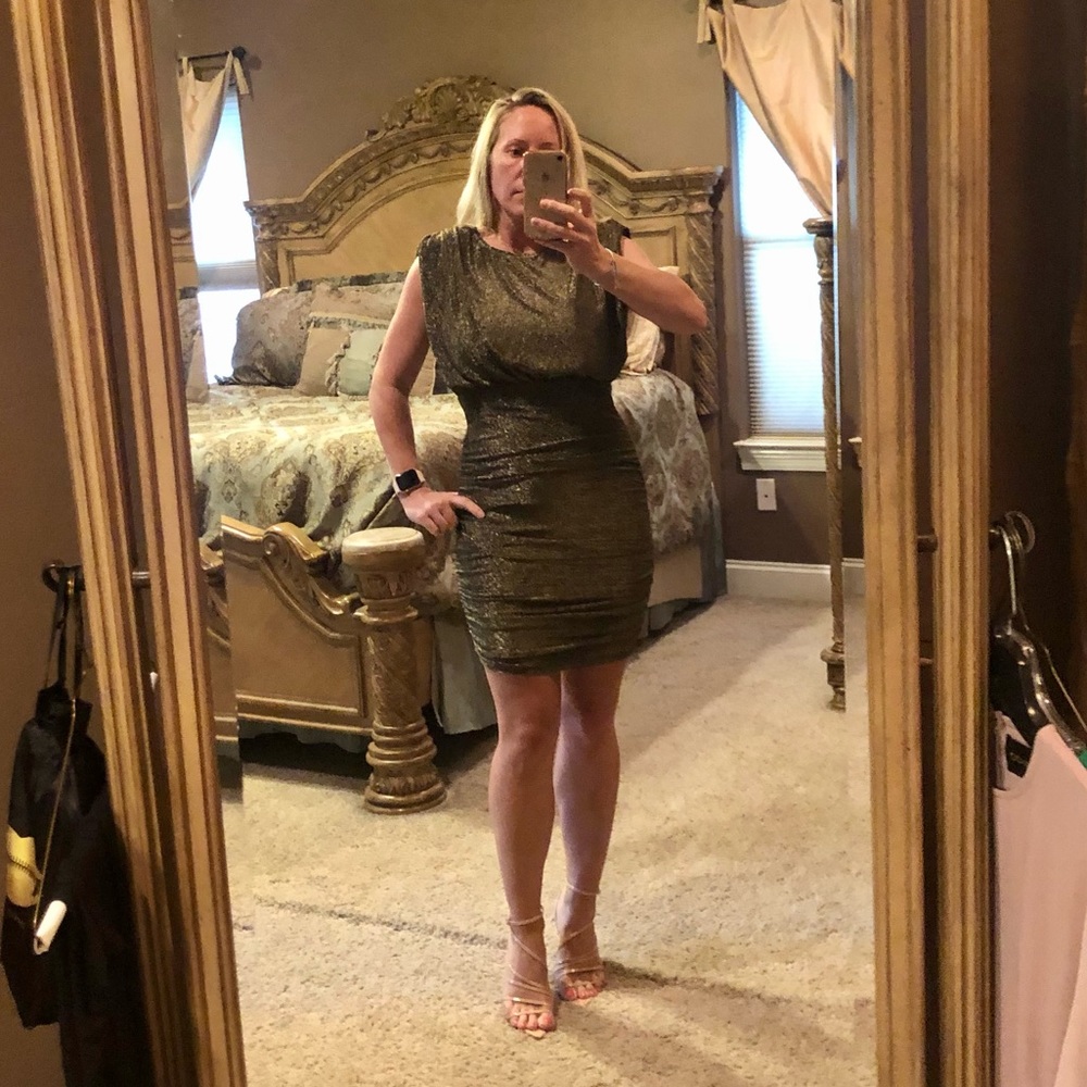 Gold shimmer party dress size S brand new